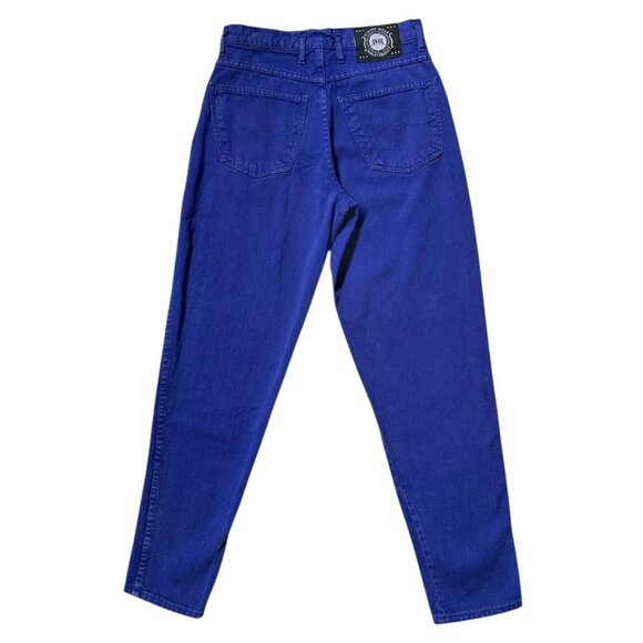 90s vintage highwaisted mom jeans purple high rise tapered western colour wash. - Picture 2 of 5